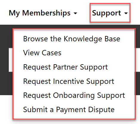 Image of the Support tool on the Community Portal