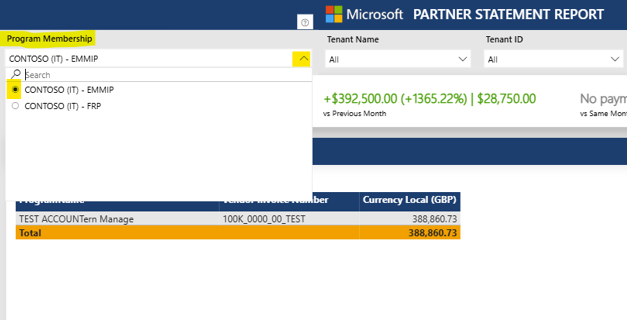 Partner Statement Report