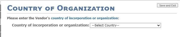 Country of Organization tab