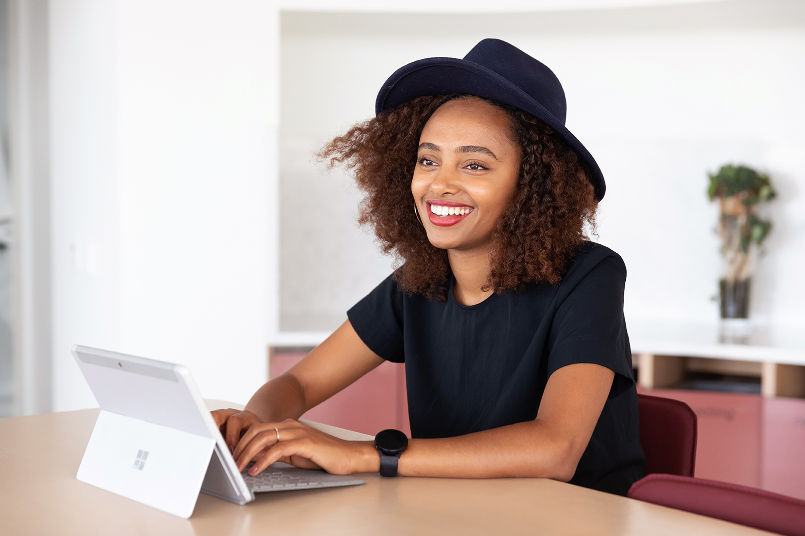 Woman using laptop